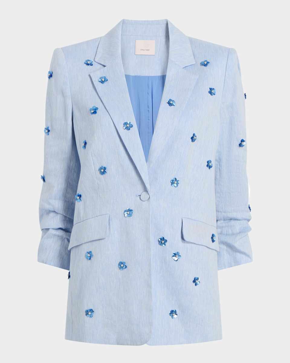 Kylie Embellished Linen Blazer